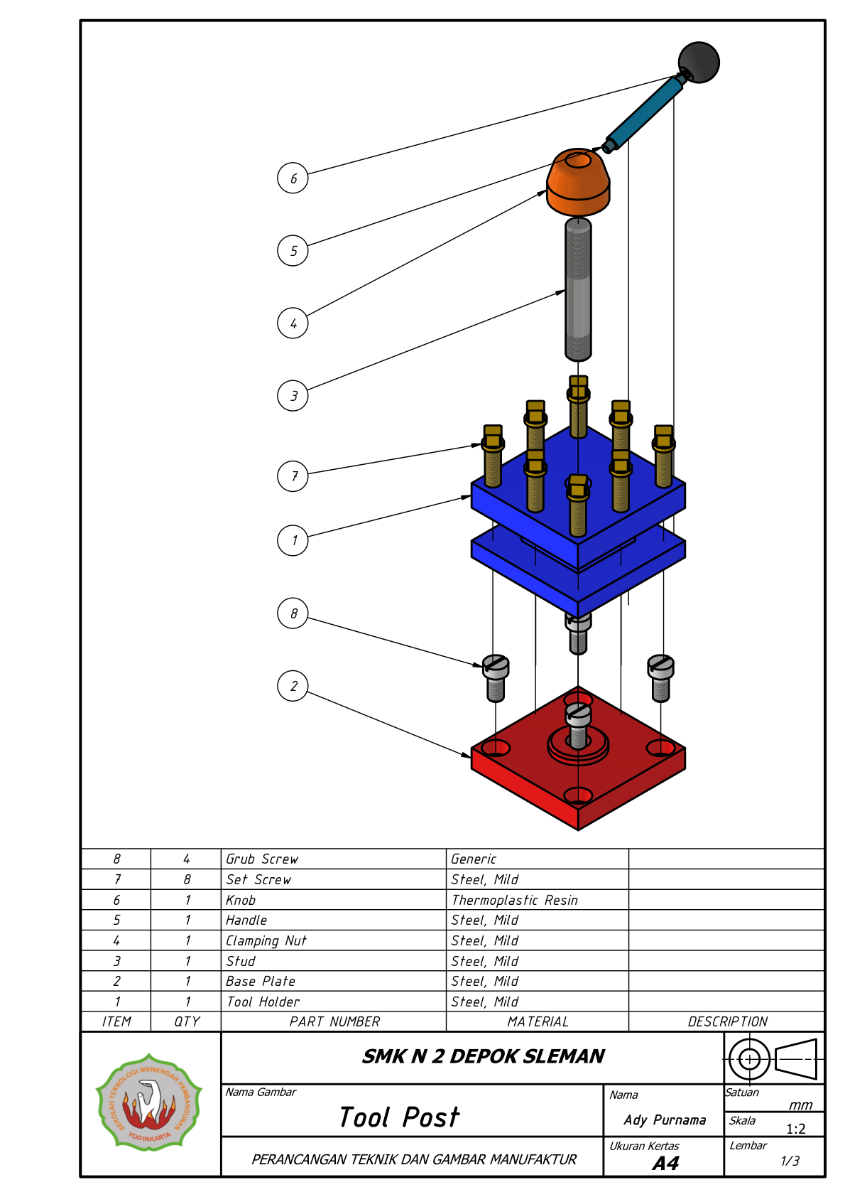 Gambar Teknik Tool Post Revisi